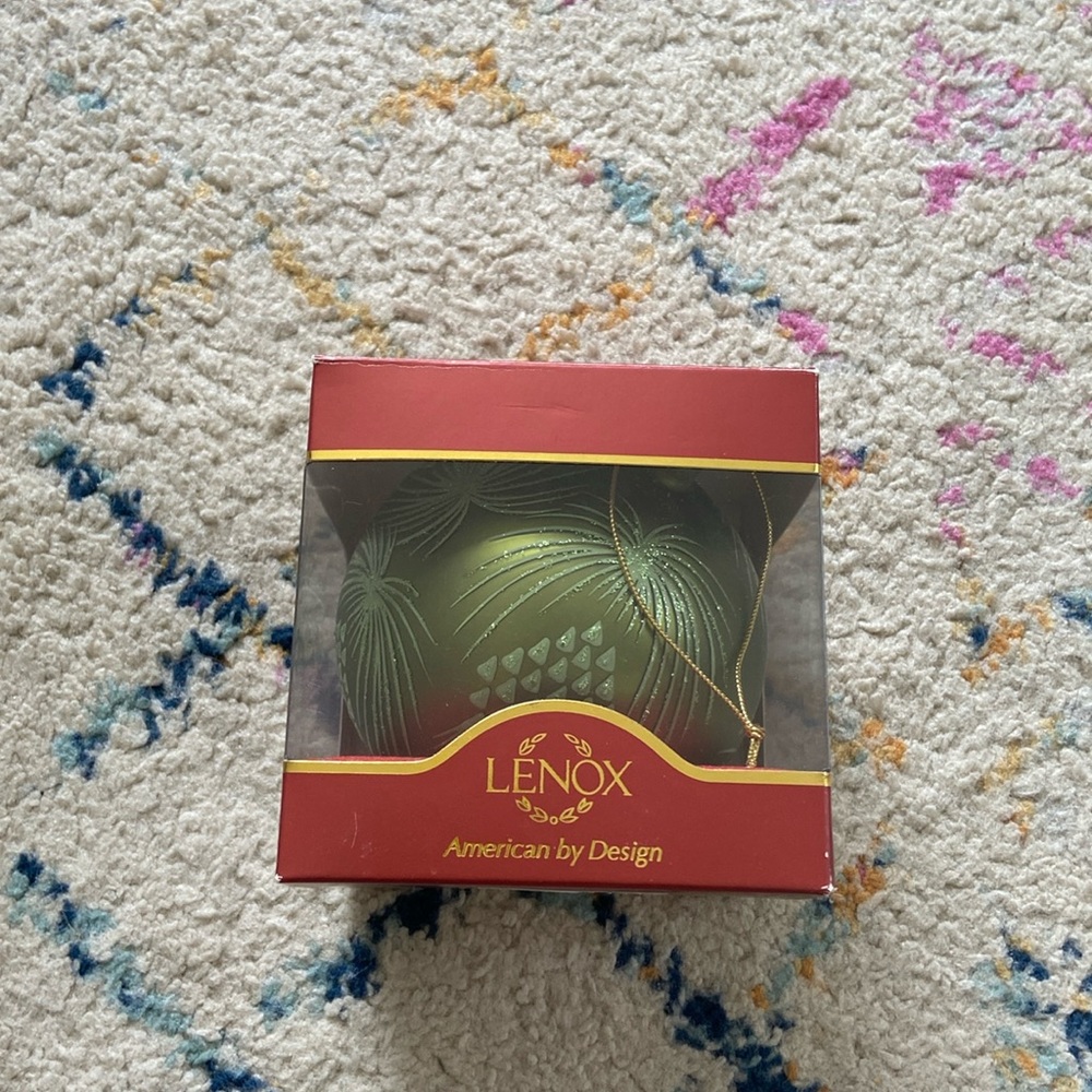 Lenox Green Glass Ball Ornament